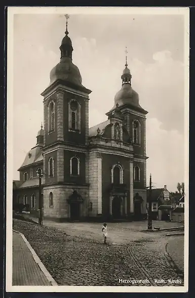 AK Herzogenrath, Partie an der Kath. Kirche