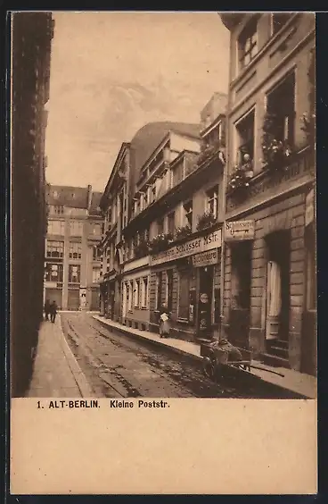 AK Berlin, Kleine Poststrasse mit Passanten