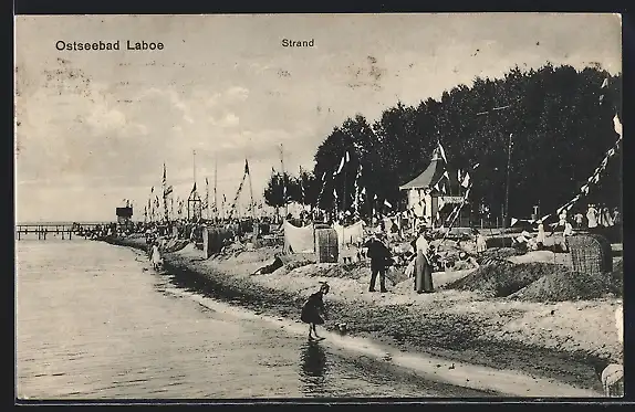 AK Laboe, Ostseebad, Strandpartie