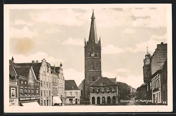 AK Dorsten i. W., Marktplatz mit Kirche