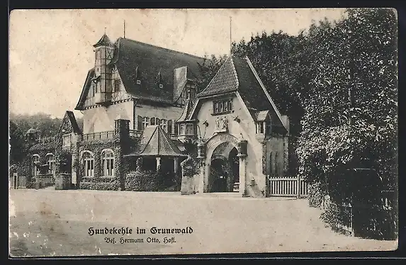 AK Berlin-Grunewald, Blick zum Gasthaus Hundekehle v. H. Otto