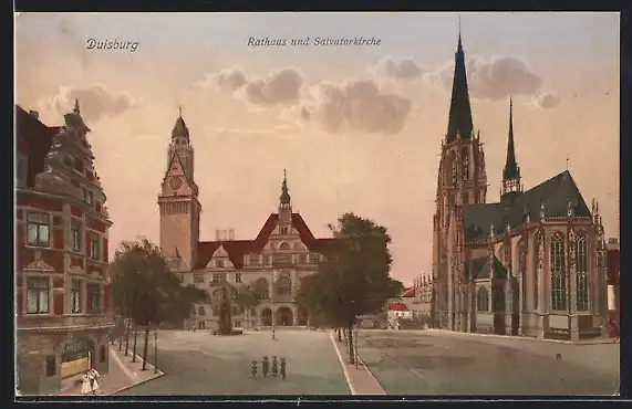 AK Duisburg, Rathaus und Salvatorkirche