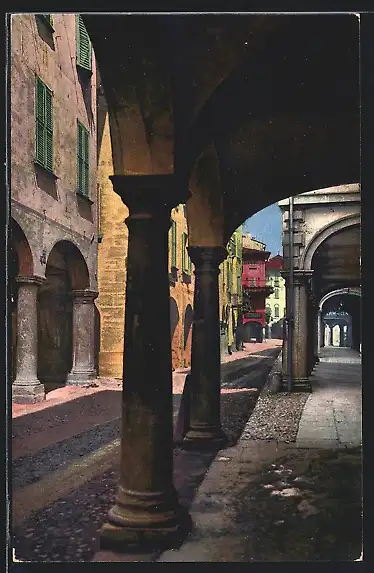 Künstler-AK Lugano, Stassenansicht