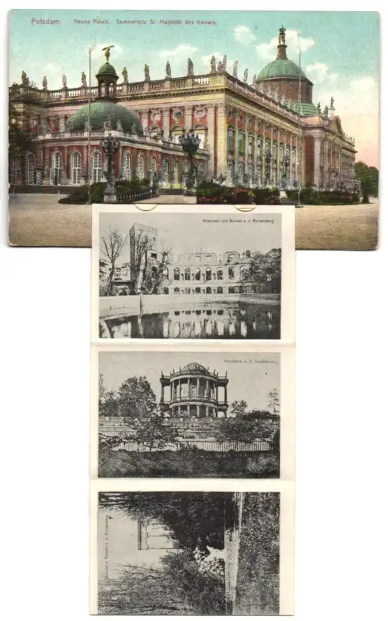 Leporello-AK Potsdam, Neues Palais, Kgl. Orangerie, Belvedere a. d. Drachenberg