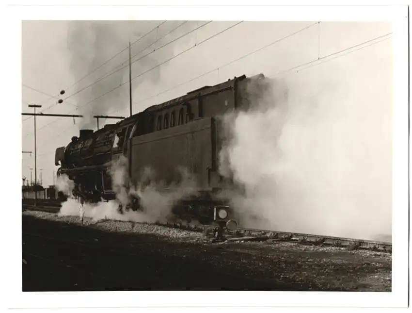 Fotografie Deutsche Bahn, Dampflok mit Lokführer, Eisenbahn
