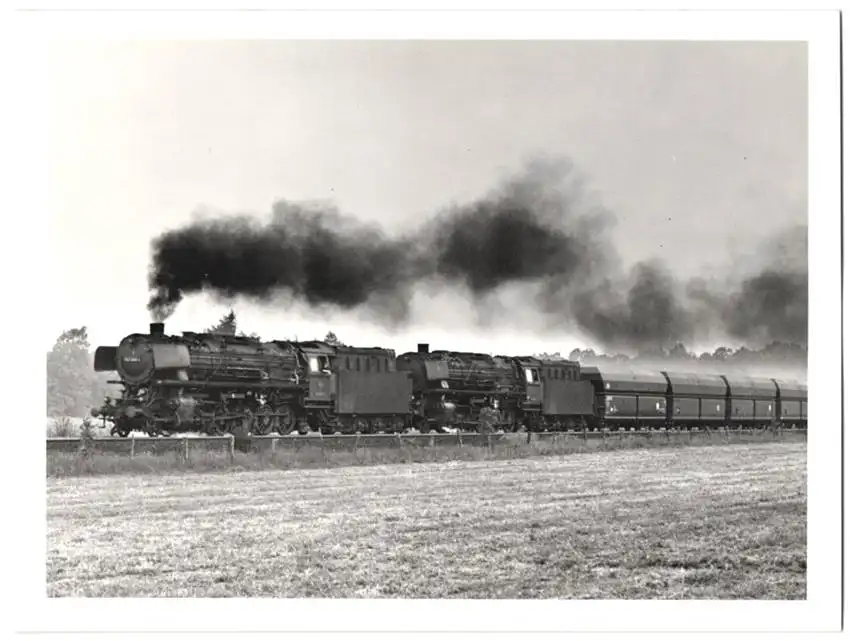 Fotografie Deutsche Bahn, Güterzug mit Dampflok, Tender-Lokomotive, Eisenbahn