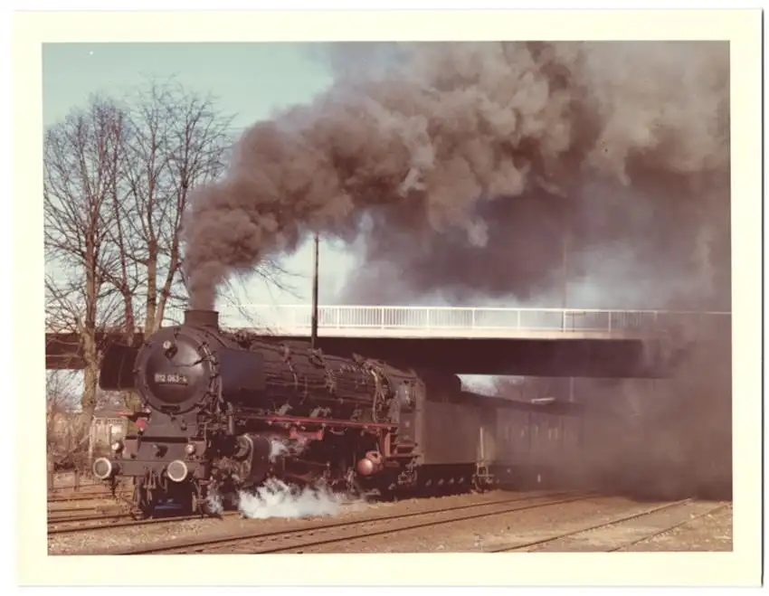 Fotografie Deutsche Bahn, Personenzug mit Dampflok Nr. 012 063-4, Tender-Lokomotive, Eisenbahn, koloriert