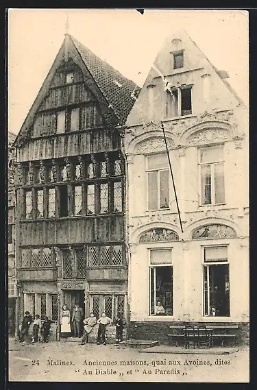 AK Malines, Anciennes maisons, Quai aux Aoines