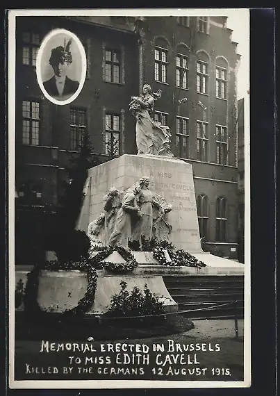 AK Brüssel / Bruxelles, Memorial to Miss Edith Cavell