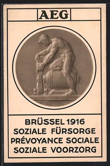 AK Brüssel / Bruxelles, AEG, Soziale Fürsorge 1916, Fabrikarbeiter