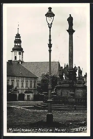 AK Mittelwalde, Motiv am Markt