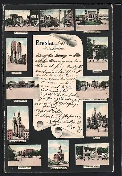 AK Breslau, Oberschlesischer Bahnhof, Erlöserkirche, Schweidnitzer Strasse