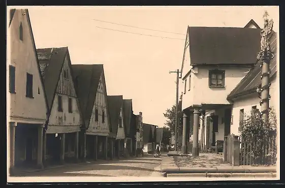 AK Schömberg in Schlesien, Strassenpartie mit Fachwerkhäusern 1926