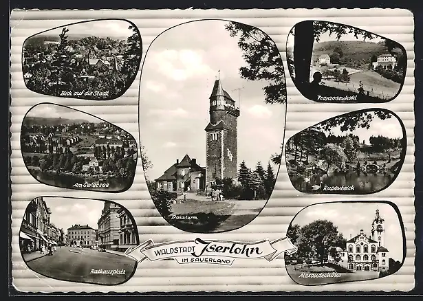 AK Iserlohn / Sauerland, Rathausplatz, Alexanderhöhe, Danzturm