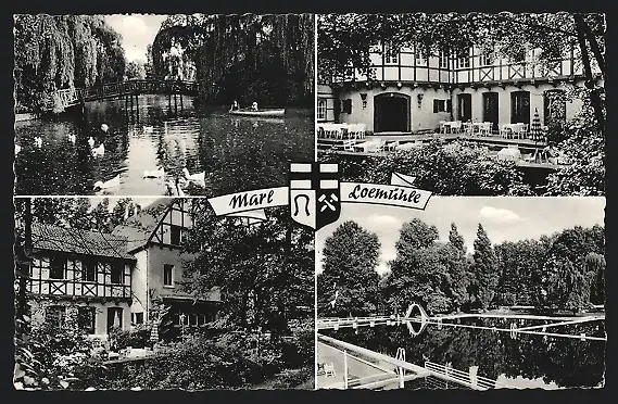 AK Marl, Gasthaus Loemühle mit Garten und Schwimmbad