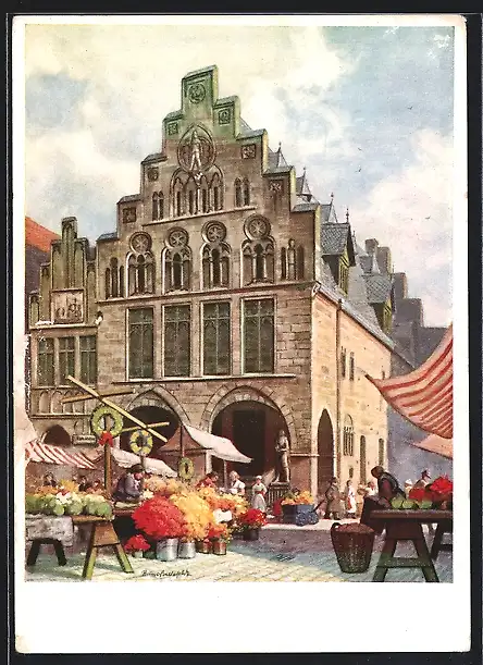 AK Dortmund, Markt vor dem alten Rathaus