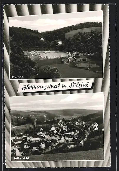 AK Hoffnungsthal / Sülztal, Teilansicht, Freibad