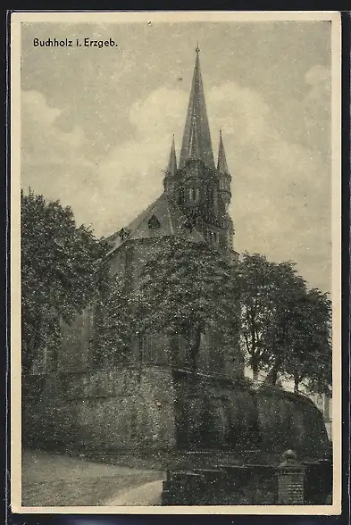 AK Buchholz / Erzgeb., vor der Kirche