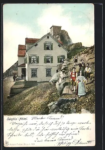 AK Säntis, Säntis Hotel, Schweizer in Tracht