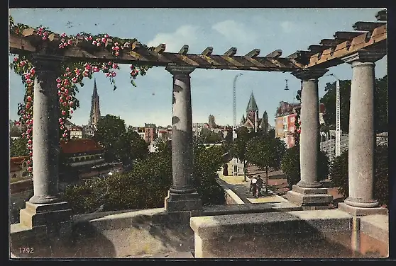 AK Metz, Blick vom Aussichtsturm der Moselanlagen