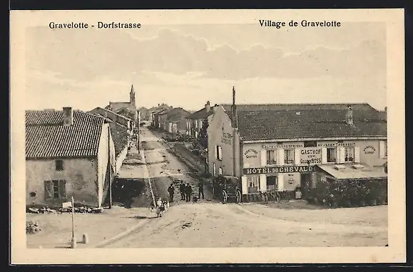 AK Gravelotte, Dorfstrasse mit Gasthof zum goldenen Ross