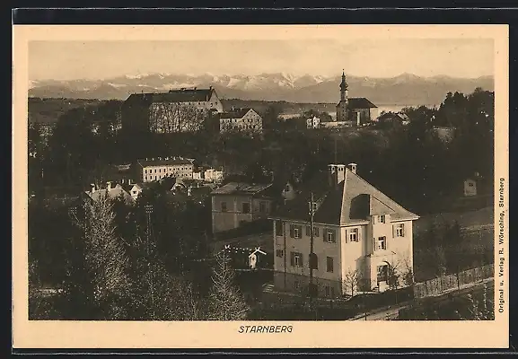 AK Starnberg, Teilansicht aus der Vogelschau