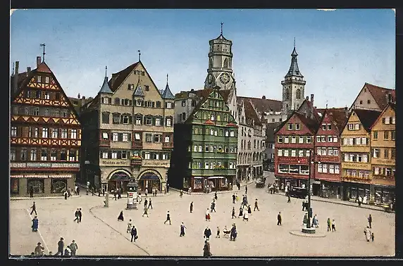 AK Stuttgart, Blick auf Marktplatz mit Stiftskirche