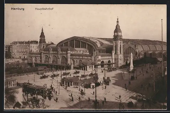 AK Hamburg-St.Georg, Hauptbahnhof mit Umgebung aus der Vogelschau