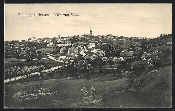 AK Grünberg /Hessen, Ortsansicht von Süden