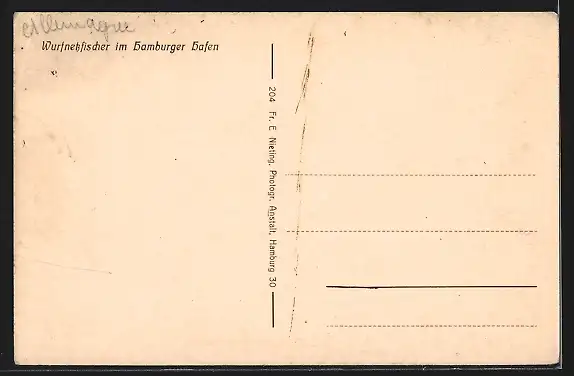 AK Hamburg-Harburg, Wurfnetzfischer im Hamburger Hafen