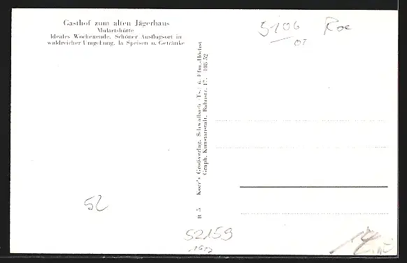 AK Mulartshütte, Gasthof zum alten Jägerhaus