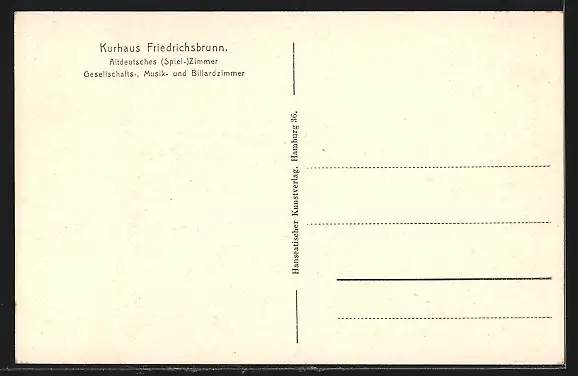 AK Friedrichsbrunn / Ostharz, Gasthaus Friedrichsbrunn, Altdeutsches Spiel-Zimmer