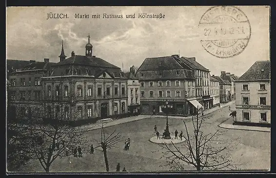 AK Jülich, Markt mit Rathaus und Kölnstrasse