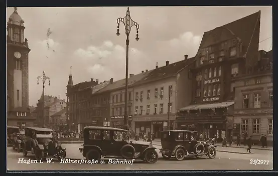 AK Hagen i. W., Kölnerstrasse und Bahnhof