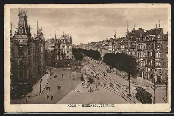 AK Köln-Neustadt, Strasse Hohenzollernring mit Strassenbahn