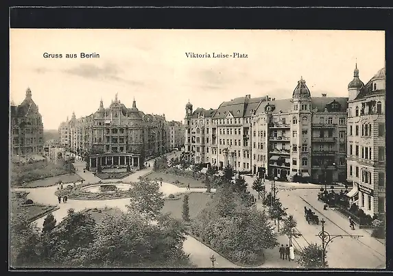 AK Berlin-Schöneberg, Viktoria Luise-Platz mit Brunnen