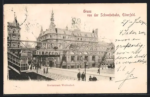 AK Elberfeld, Schwebebahn und Restaurant Weidenhof