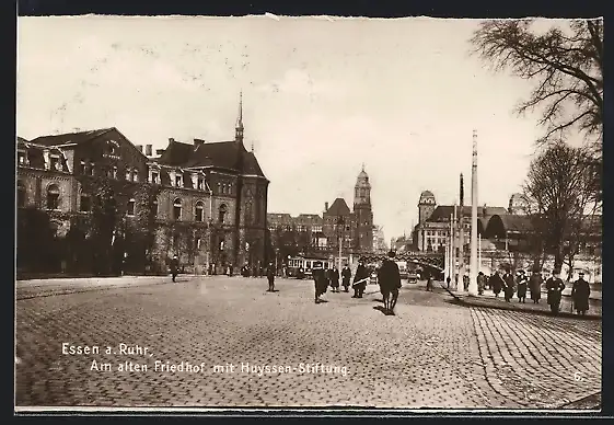 AK Essen a. Ruhr, Am alten Friedhof mit Huyssen-Stiftung