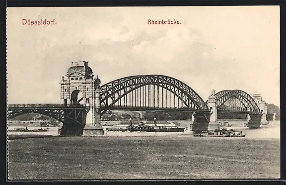 AK Düsseldorf, Blick auf die Rheinbrücke