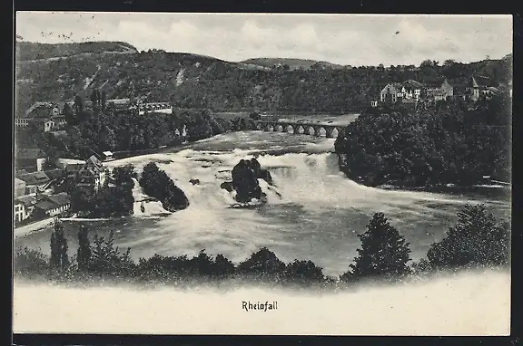 AK Rheinfall, Wasserfall und Panorama
