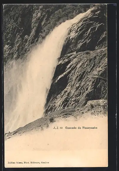 AK Cascade de Pissevache, Blick auf den Wasserfall