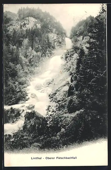 AK Oberer Fätschbachfall, Wasserfall im Lintthal