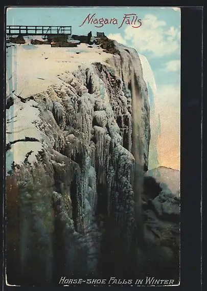 AK Niagara Falls, Horse-Shoe Falls, Wasserfall im Winter
