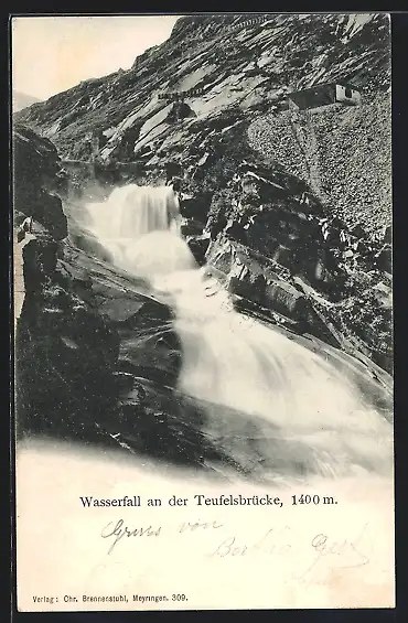 AK Wasserfall an der Teufelsbrücke