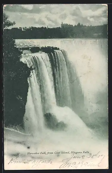 AK Niagara Falls, Horseshoe Fall, Wasserfall fom Goat Island