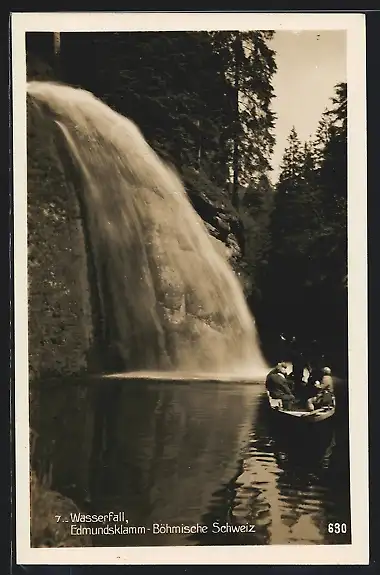 AK Edmundsklamm-Wasserfall in der Böhmischen Schweiz