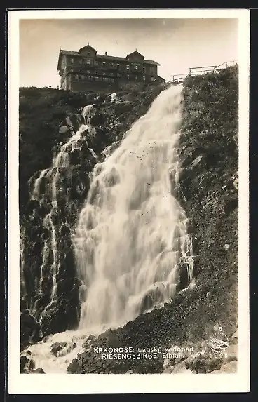 AK Riesengebirge, Elbfallbaude am Elbfall