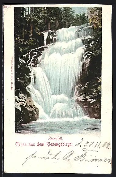 AK Riesengebirge, Zackelfall, Wasserfall