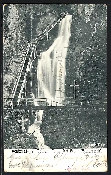 AK Frein, Wasserfall z Todten Weib mit Treppe