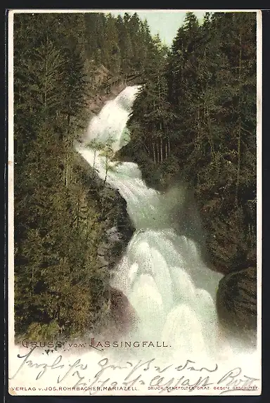 AK Lassingfall, Blick auf den Wasserfall